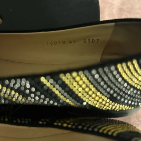 Black and Yellow Studded Women's Loafers - Picture 4 of 7